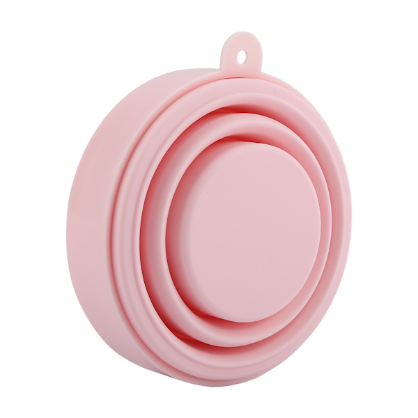Bärbar Vikbar Silikonkopp med Lock - Rosa