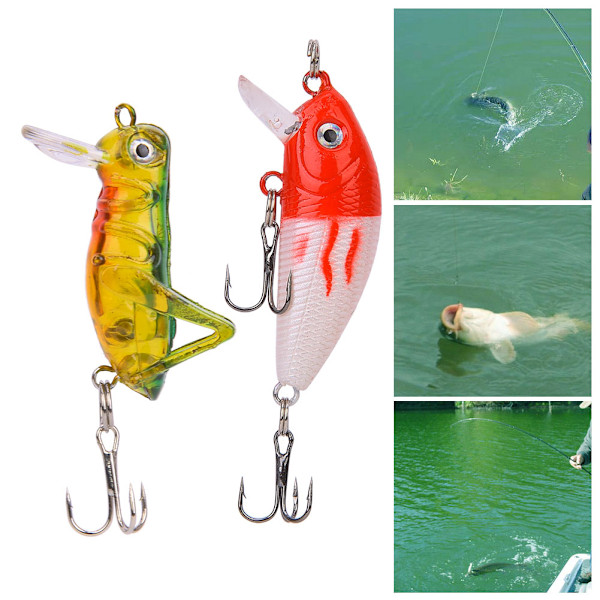 T0046 5 stk Universal Livaktig Ferskvanns Hard Bait Grasshopper Minnow Sett Kunstig Fiske Agnssett