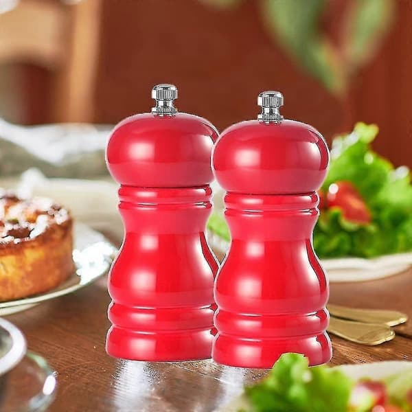 Massivt träpepparkvarn Manuell pepparkvarn Kryddflaska Peppar Pu-färgad pepparkvarn red