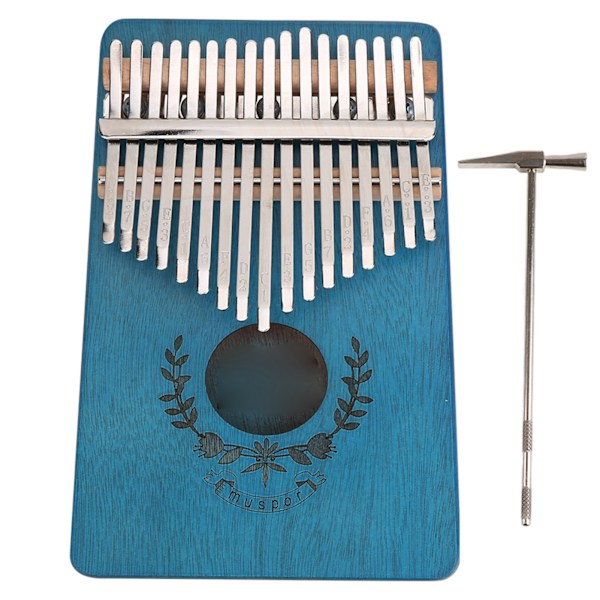 Kalimba Tummpiano Mahogni Liten Bärbar 17 Tangenter för Nybörjare Musikinstrument LTK17S (Blå)