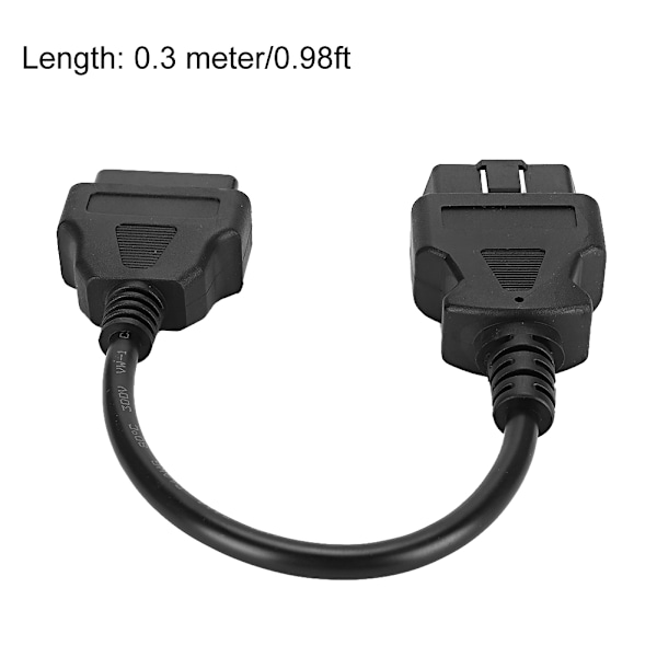 OBD 16-pins 0,3 m / 0,98 fot Han til Hun Forlengelseskabel Diagnostisk Adapterkontakt