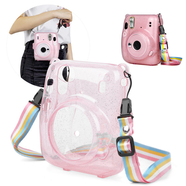 PVC-kamerabeskyttelsesdeksel skall Ripesikkert antifall for Instant Camera mini11(rosa)/