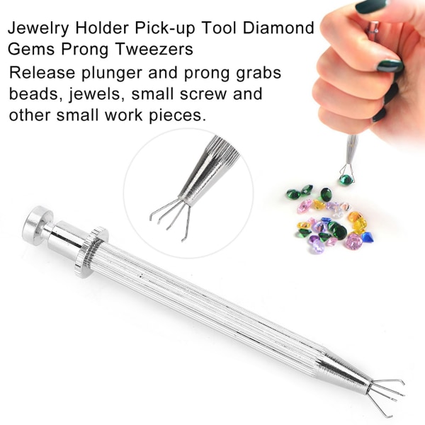 Smykkeholder Optagelsesværktøj Diamant Ædelstene Prong Pincet Catcher Grabber med 4 Kløer (lang)