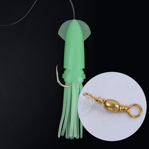Myk Fisk Kunstig Bionisk Blekksprut Agnsoft Bait Fisketilbehør (grønn lysende 10 cm)