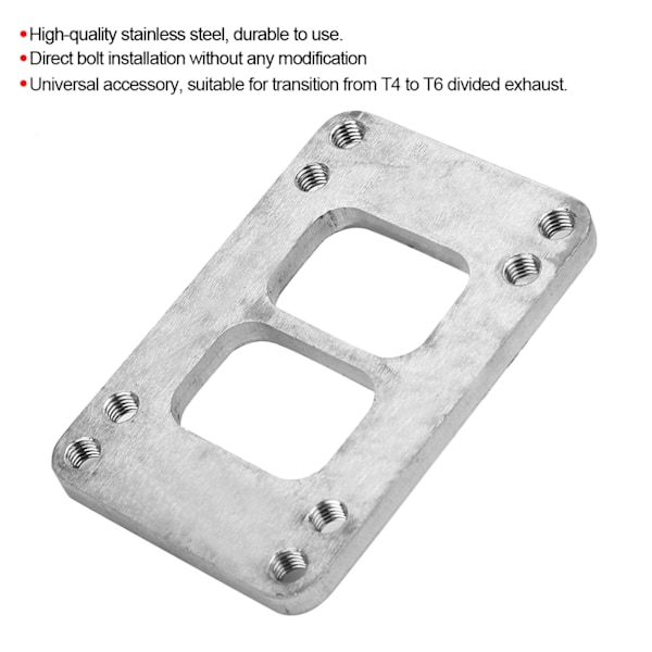 Rustfrit stål turbo manifold flange adapter T6 til T4 delt udstødning 8 huller