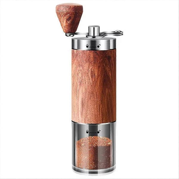 Bærbar manuel kaffekværn med keramisk kværn - Træ og stål