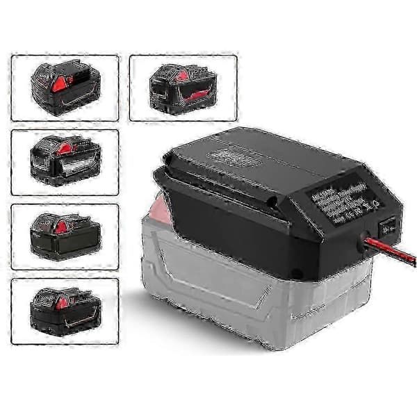 DC 18V til 12V step-down-konverter til Milwaukee M18 18V-batteri, cigarettænderadapter, Power Whe Edition 1107