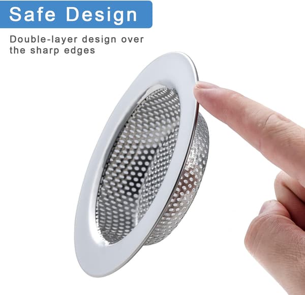 Sæt med 2 vaskesier til de fleste køkkenvaskeafløbskurve, sikkert dobbeltlagsdesign (11,4 cm udvendig diameter)