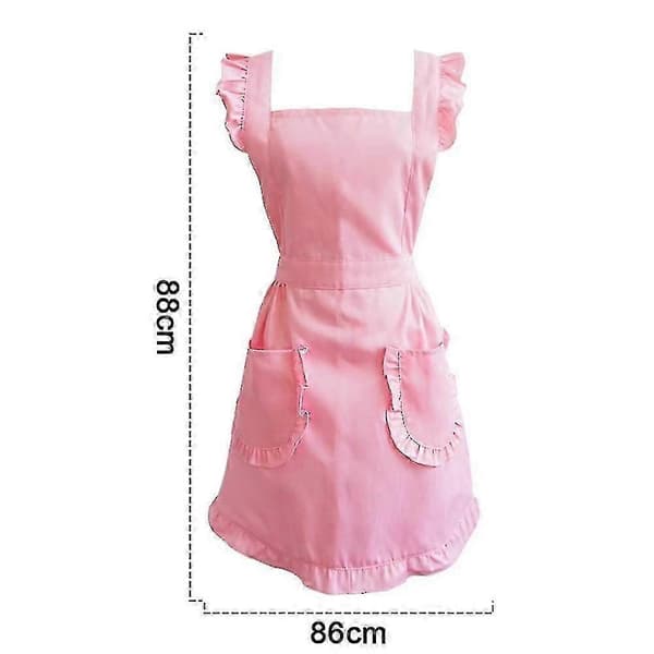 Retro justerbart volangforkle med lommer, små til plusstørrelser for kvinner - JS Pink