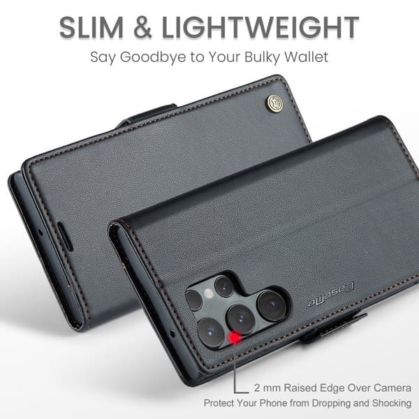 CASEME Galaxy S24 Ultra Etui Slim Litchi Læder Sort 88