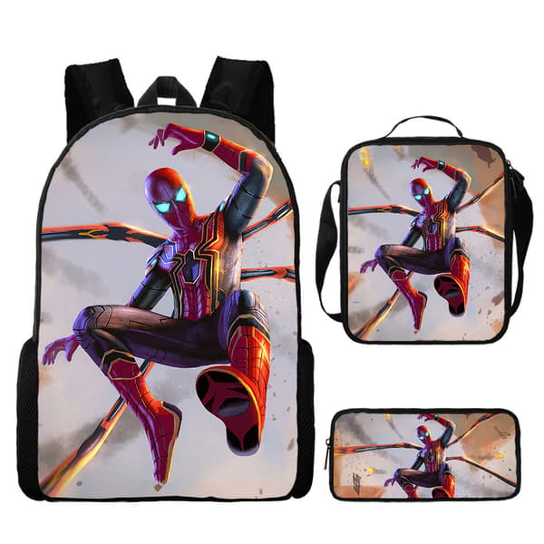 【BEMS】New Cartoon Spiderman School Bag Three-piece Set Compatible with Primary and Secondary School Students
