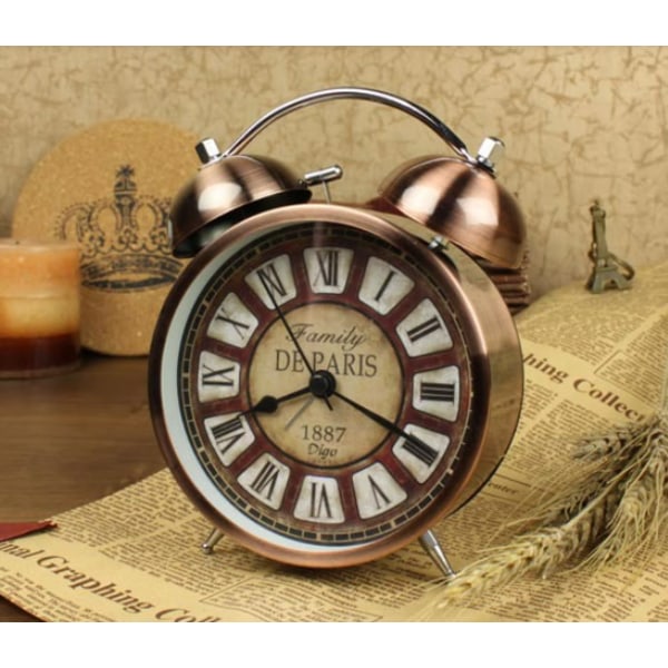 Klassisk klokkevækkeur, vintage retro stille morgenvækkeur, lysende analogt vækkeur til børn, voksne 1#