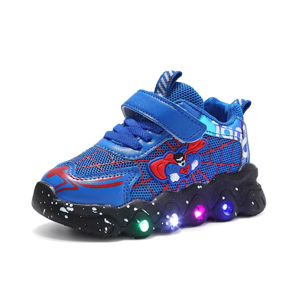 【BEMS】oys skor Mode Spiderman Mode Glödande promenadskor blå blue 30#