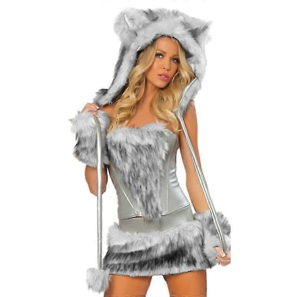 Kvindelig Ulvekostume Til Halloween Cosplay Festkostumer[BEMS] Grey