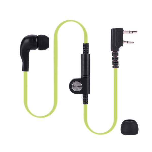 2 väriä 2-nastainen kuuloke PTT Walkie Talkie kuuloke litteä kaapeli kuuloke mikrofoni kuulokkeet (vihreä) ++
