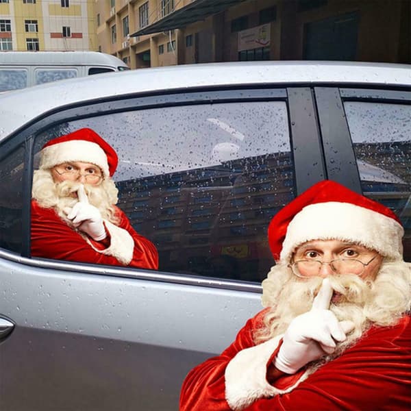 Juldekaler till bilen - Dekoration med jultomtefigur B-right