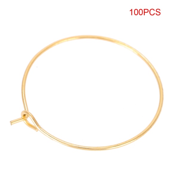100 st Stålcirkelörhängeöglor Vinglasbåge Ringsmyckefynd (guld, 30 * 25mm)/