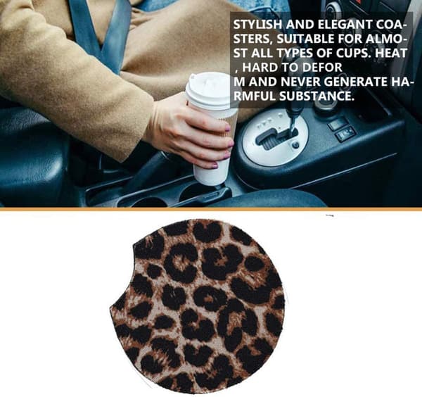 st halkfria bilmuggmattor av robust neopren med snygga leopardmönstrade underlägg