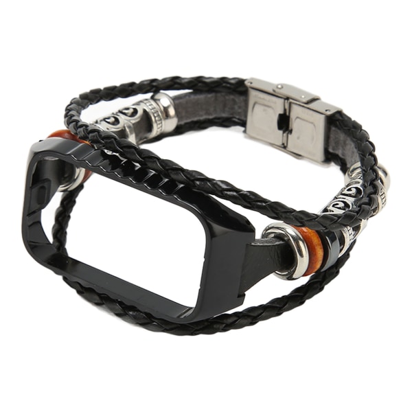 BEMS Smart Watch Armbånd Rem Armbånd Hudvenlig Justerbar Komfortabel Holdbar PU Læder Ur Rem til Redmi Band 2 Sort