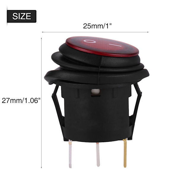 2 stk Røde LED Lys 12V/24V Universal 20A 3-polet Bil Auto Båd Rundt Tænd/Sluk Vippekontakt