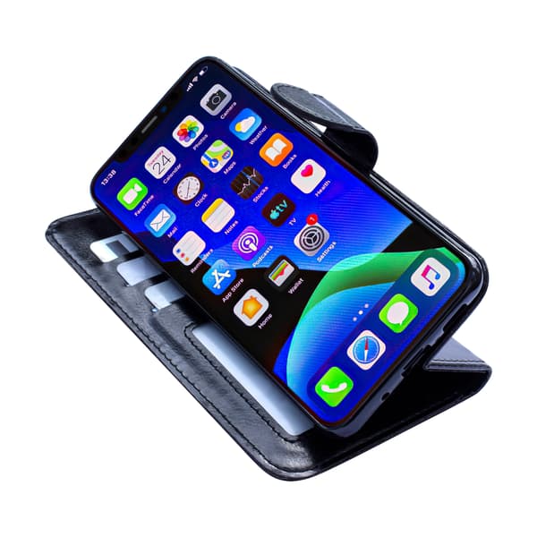 Kompatibel med iPhone 12 Läderfodral / Skydd Svart