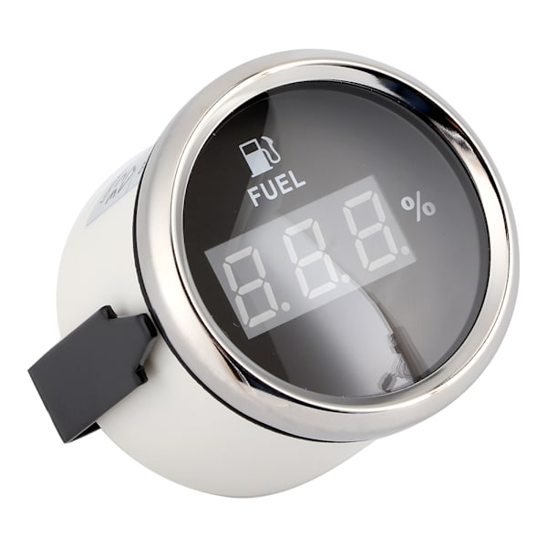 2 i 1 90ohm Brændstofmåler Digital olieniveaumåler Procentdel for 12V/24V Yacht Båd Kat Motorcykel Sort Urskive Sølv Ramme