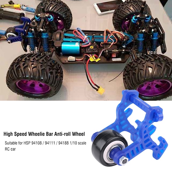 1 Sæt Højhastigheds Wheelie Bar Anti-Rul Hjul til HSP 94108 / 94111 / 94188 1/10 Skala RC Bil