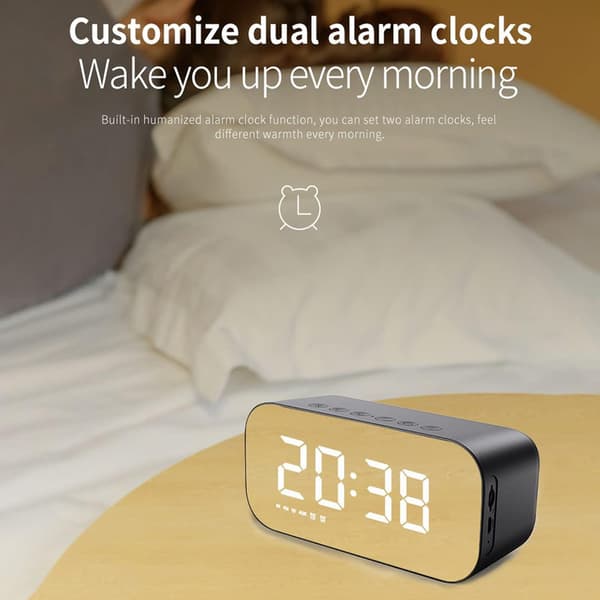 Multifunctional Digital Alarm Clock - Dual Alarm, Bluetooth Speaker with FM Radio, Adjustable Brightness and Temperature Display[BEMS]