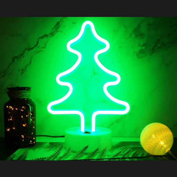 Joulukuusi Neon Valot LED Neon Joulukoristeet USB/ Paristokäyttöiset joulukuusenvalot Jouluiset työpöydän koristeet