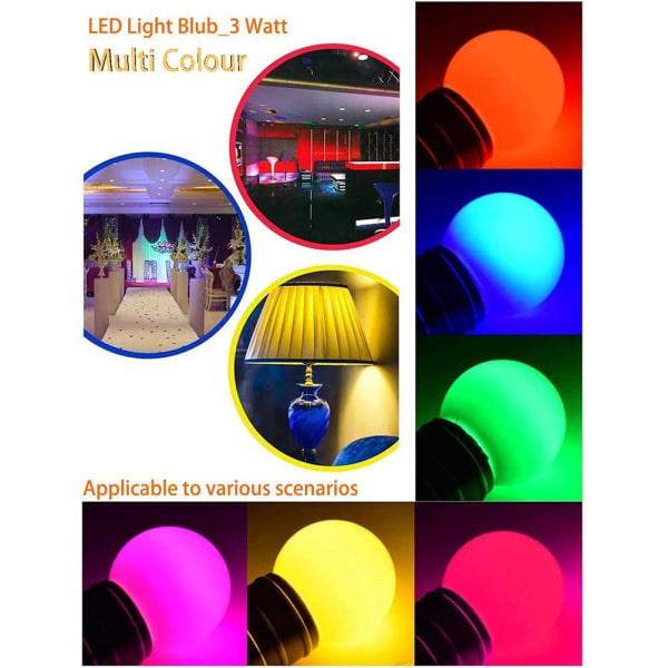 20 st LED-lampa Färg B22 3W Motsvarande 30W 240LM B22 Bajonettlampor Garland Color LED Flerfärgade lampor för Hem Bar Party/