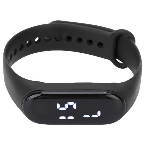 Digitaalinen watch LED valkoinen valonäyttö muovipeili elektroninen liike silikonihihna watch opiskelijalle musta -+