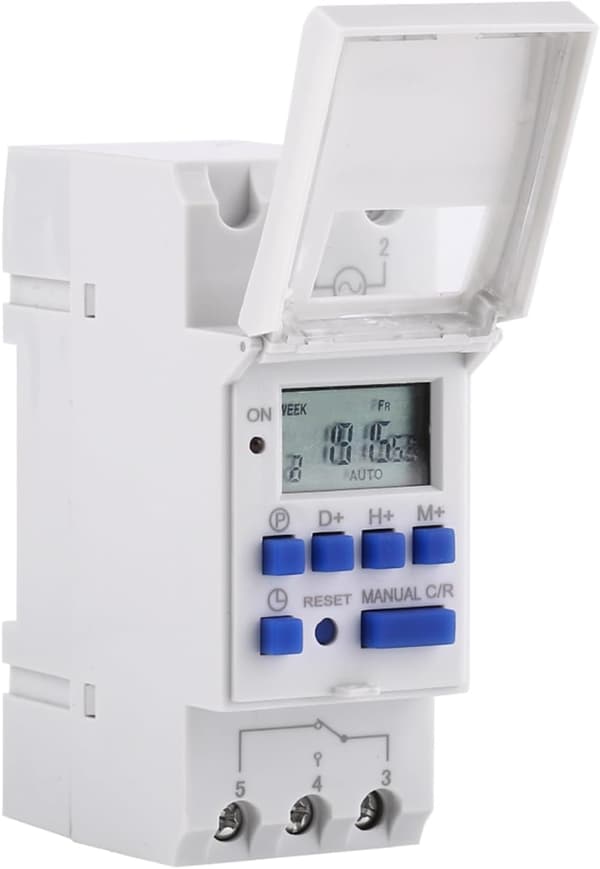 Programmerbar klocka, timer för elpanel, programmerbar LCD digital timer, daglig/veckovis tidsbrytare på DIN-skena (AC220V)