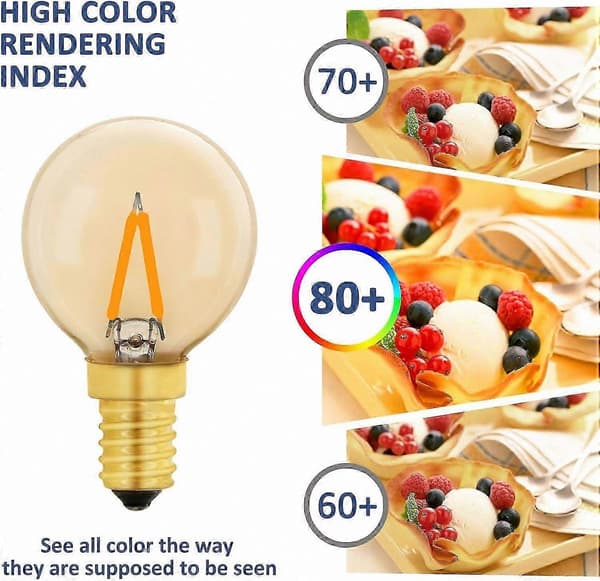 E14 LED-pære 1W, Amber Edison-stil varmhvit 2200K, 6-pakning