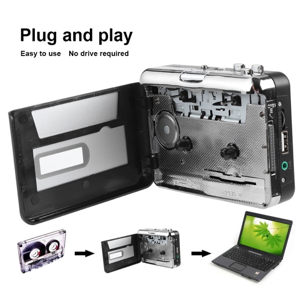 Kannettava kasettinauha MP3-muuntimeksi USB muistitikku Capture Audio Music Player ++