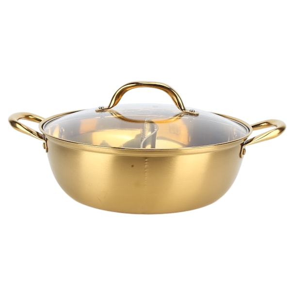 304 Rustfrit Stål Mandarin And Separeret Design Hot Pot - 30,3 cm Diameter (Guld)