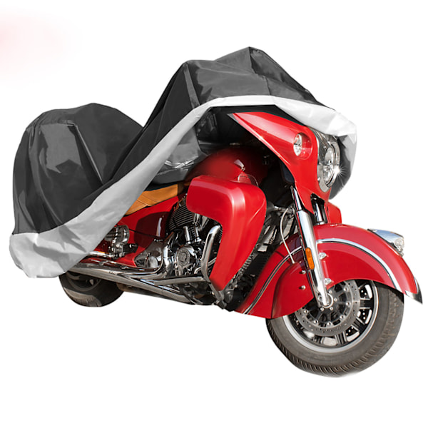 Stort Motorcykelskydd Tjockt Dammsäkert Vattentätt Motorcykelskydd med Elastiskt Band för Utomhus Uppgraderad Version Svart Silver 4XL Vanligt