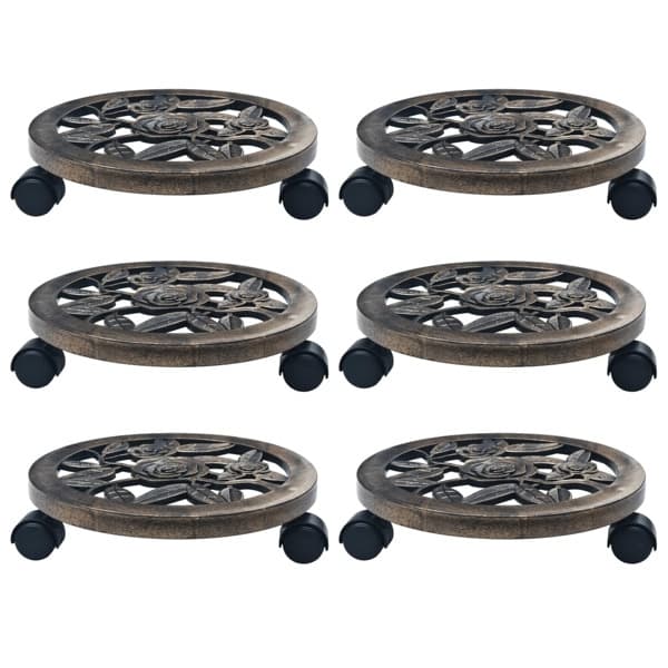 vidaXL Plant Caddies 6 pcs Bronze 30 cm Plastic Brun brown