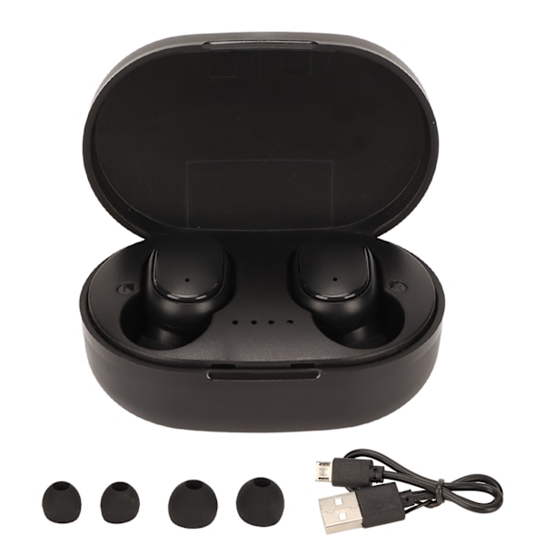 Bluetooth-hörlurar med brusreducering, stereo, IPX7 vattentäta, trådlösa hörlurar med mikrofon och laddningsfodral för löpning och körning