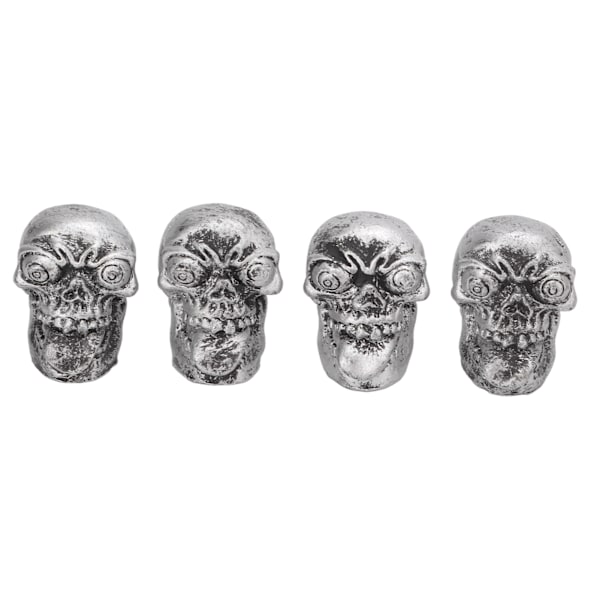 4st Däckventilkåpa Set Skull Style Dammtät Universal för bilar Cyklar SUV Lastbilar Motorcyklar Silver