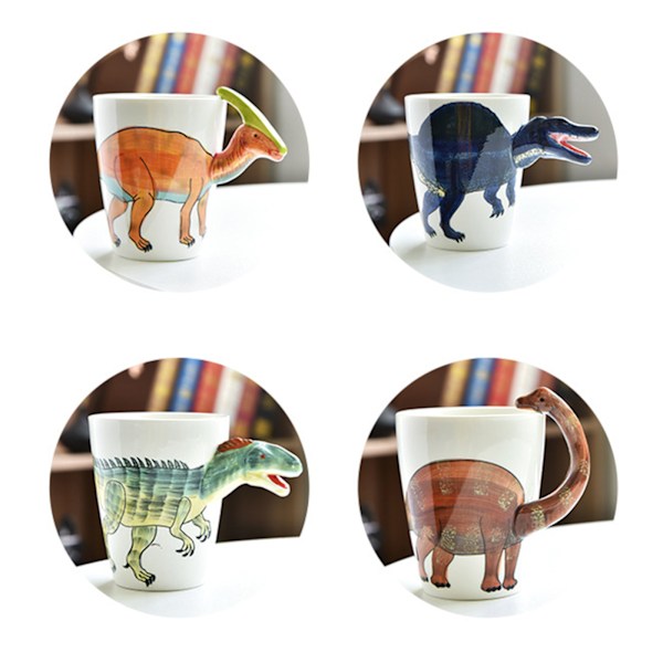 Søt Dinosaur Keramikkopp - 400 ml Kapasitet, Perfekt for Kontoret og Frokost