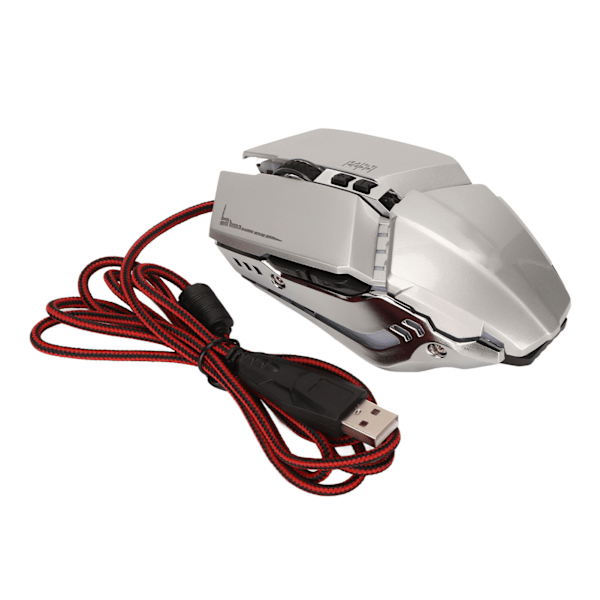 Ergonomisk Gamingmus med 4 Justerbara DPI, Andnings-RGB-Bakgrundsbelysning, Noggrann Kontroll, Kontorsmus för Dator, Bärbar Dator, PC, Silver