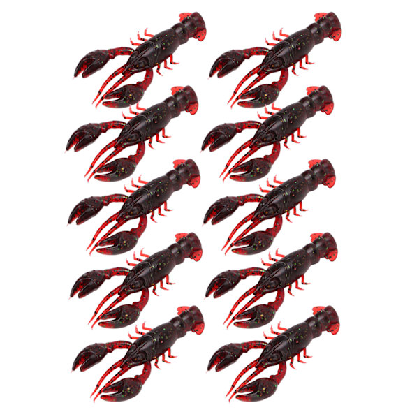 10 stk Myke Fiske Agner Kreps Agner PVC Reker Kunstig Myk Agner Agner for Bass Fiske Mørk Rød En Pakke med Ti