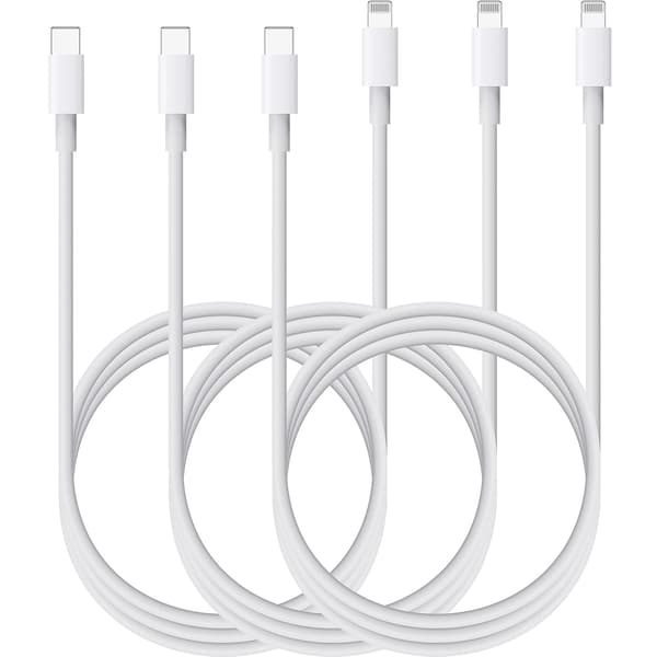 3x USB-c till lightning-kabel (1 m) med MFI-certifiering White white