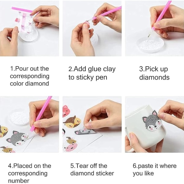 48 stk. Princess diamantmaleri klistermærkesæt til børn DIY malesæt B
