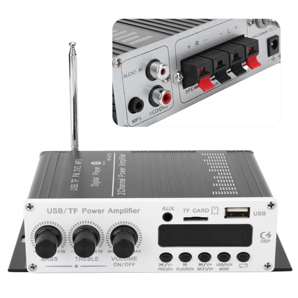 USB-hukommelseskort FM 3 i 1 Stereo Power Audio Amplifier Bluetooth 4.2 Digital Player++