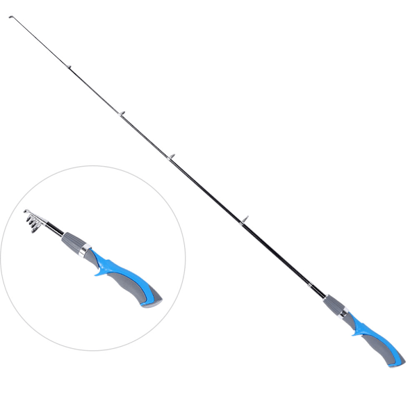 Ultralight Carbon Fishing Rod Protable Telescopic Sea Pole Fishers Tackle Blue Handle 1.2m