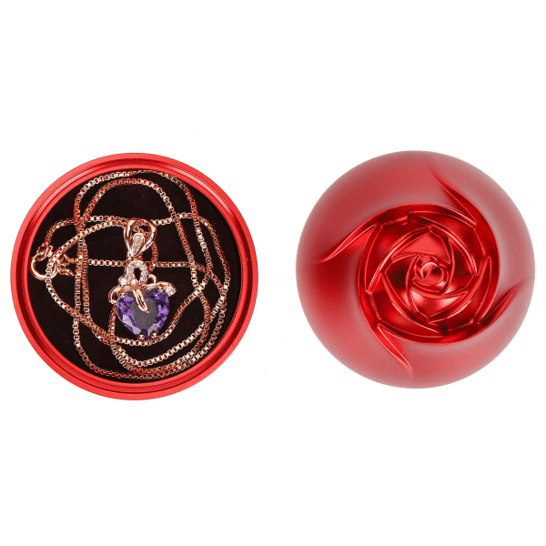 Smycken Halsband Rose Flower Box Alla hjärtans dag Ringar Halsband Örhängen Presentbox-+