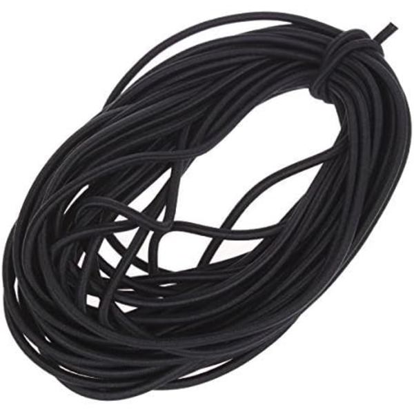 1/8-tommer (3 mm) Sort Kraftig Stræk Rund Elastisk Snor (10 Yards Længde) Sort