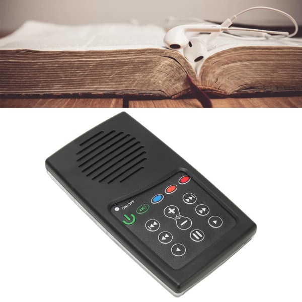 TIMH Electronic Bible Reader Solar Charging Inbyggd 8G-kapacitet Bärbar ljudbibelspelare för bibellyssnare Engelska KJV med franska med arameiska