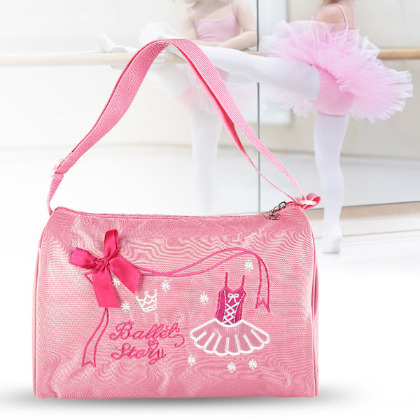Barneballet-svømmebag - Rosa brodert tote